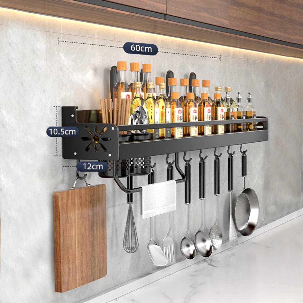 Metal Kitchen Shelf No-Punch Storage for Kitchen Utensils