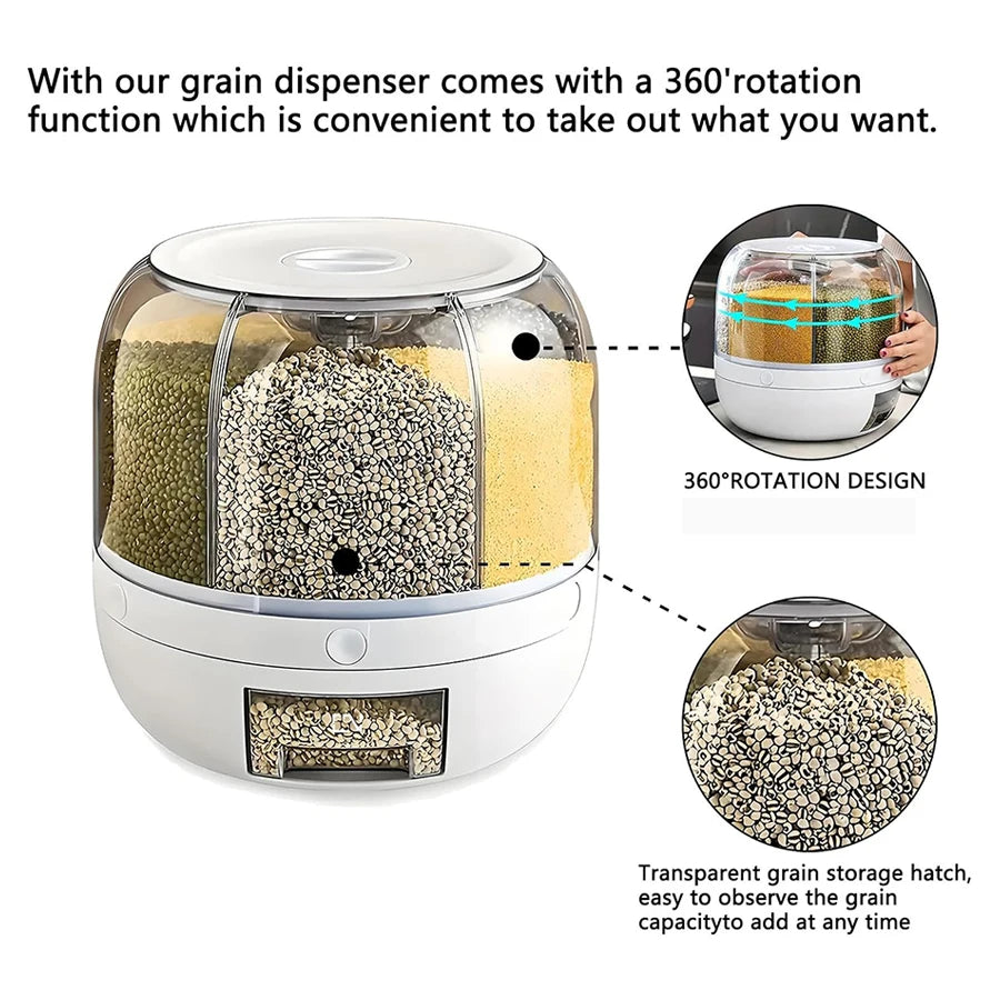 360° Rotating 6-Grid Food Dispenser