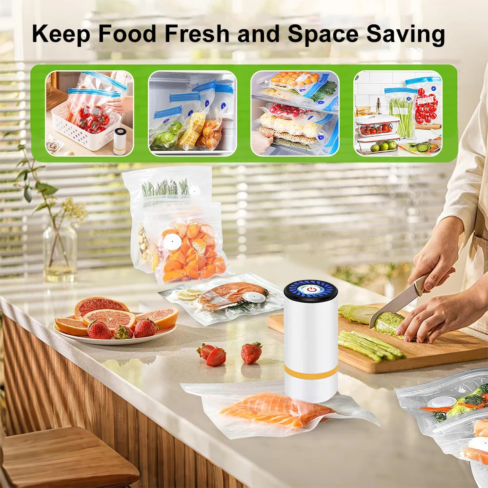 Rechargeable Automatic Sealing Machine with Reusable Vacuum Sealer Bags