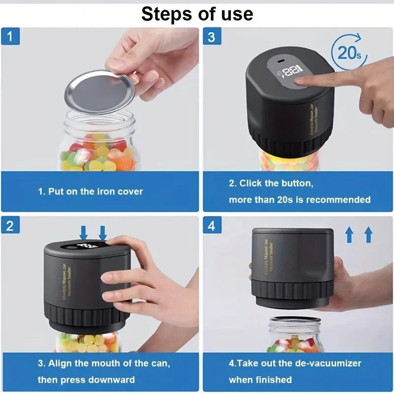Electric Cordless Mason Jar Vacuum Sealer Kit