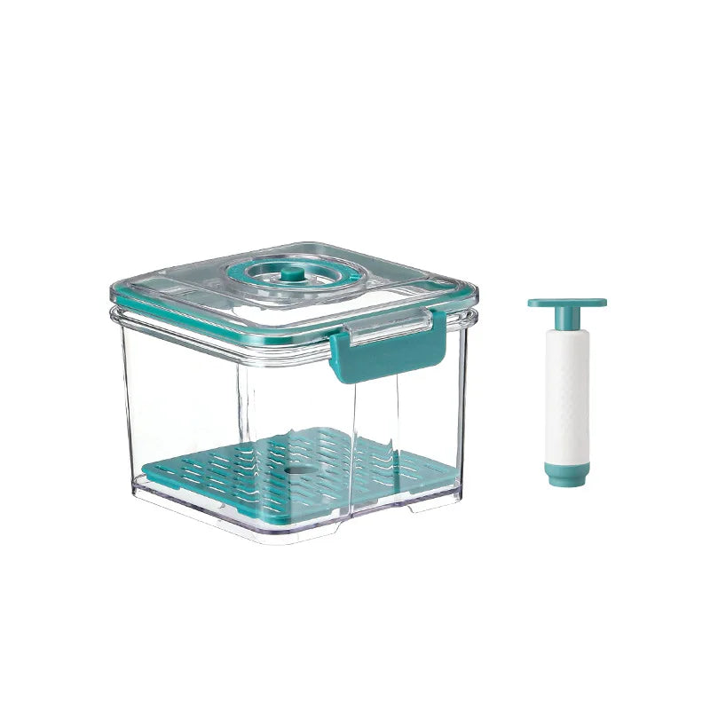 Vacuum Food Storage Container Transparent Fridge Organizer with Drain Net