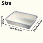 stainless steel container with dimensions labeled on a white background