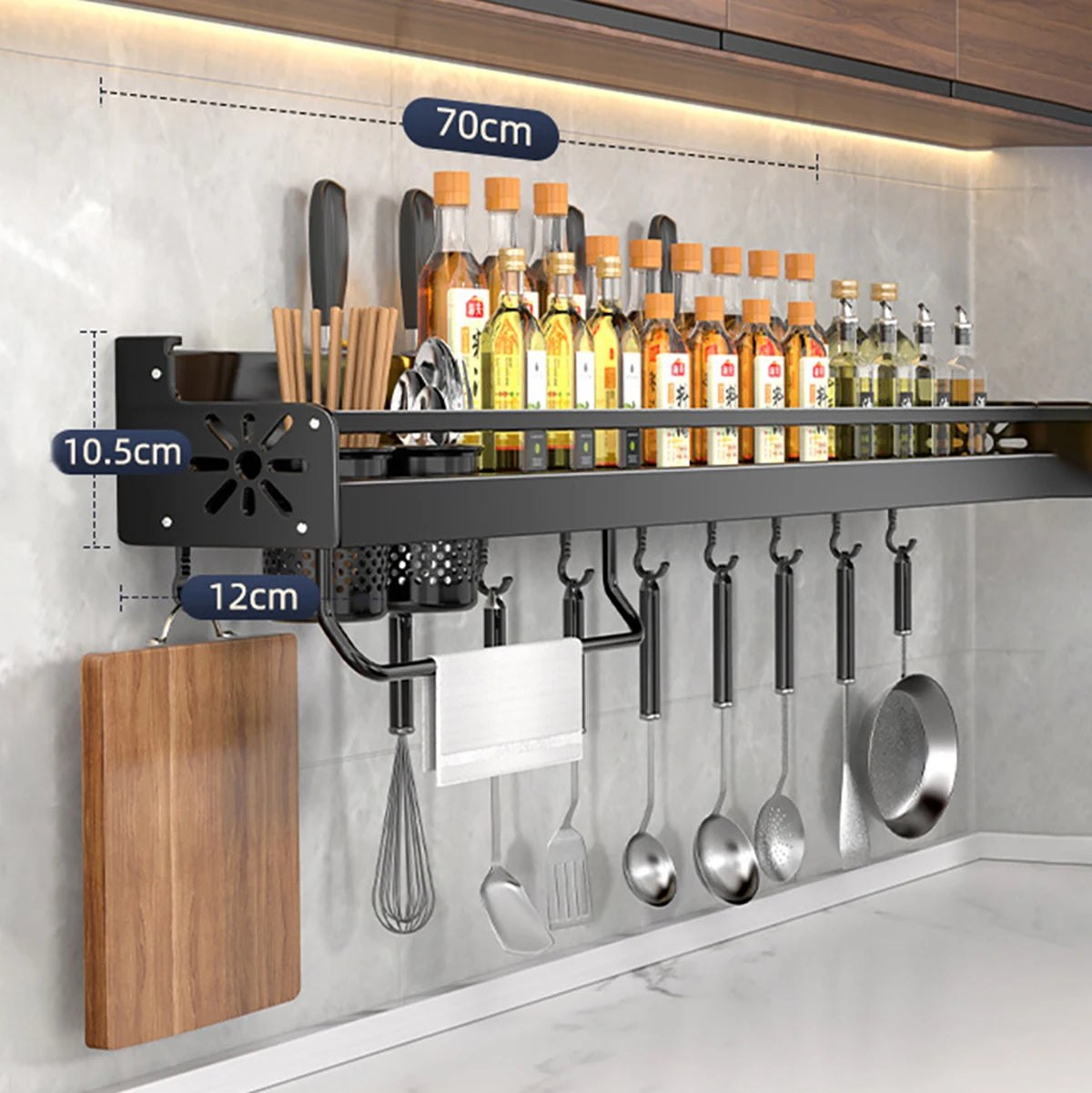 Metal Kitchen Shelf No-Punch Storage for Kitchen Utensils