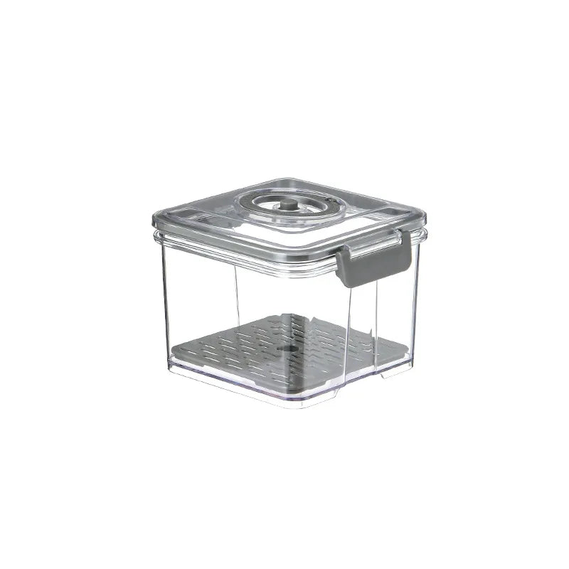 Vacuum Food Storage Container Transparent Fridge Organizer with Drain Net