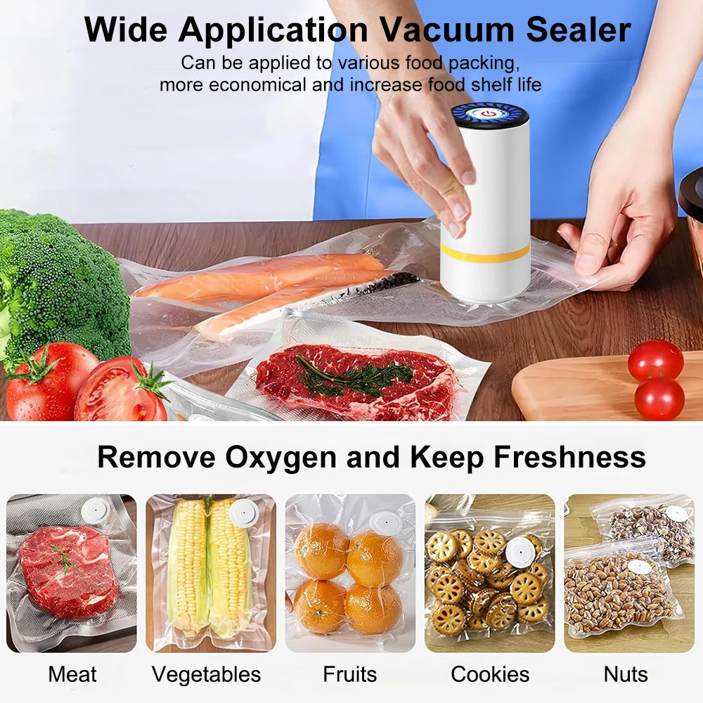 Rechargeable Automatic Sealing Machine with Reusable Vacuum Sealer Bags