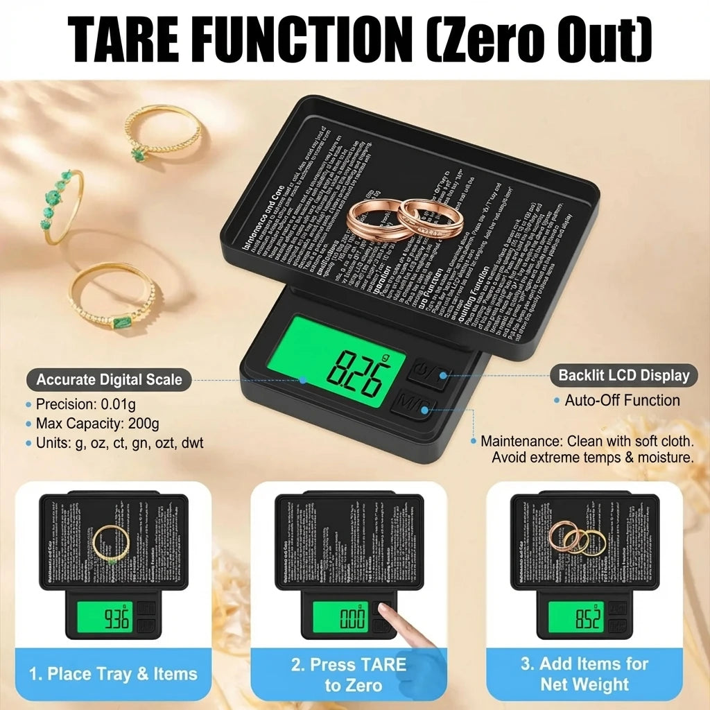Digital Precision Pocket Scale 1000g X 0.01g with Backlit LCD