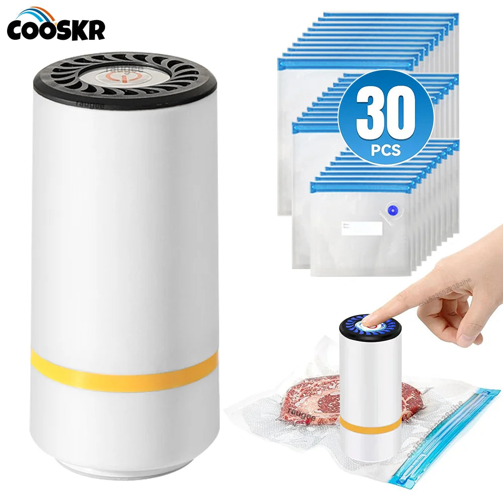 Rechargeable Automatic Sealing Machine with Reusable Vacuum Sealer Bags