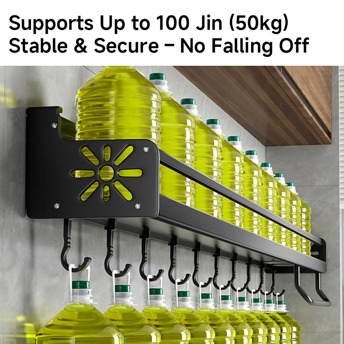Metal Kitchen Shelf No-Punch Storage for Kitchen Utensils