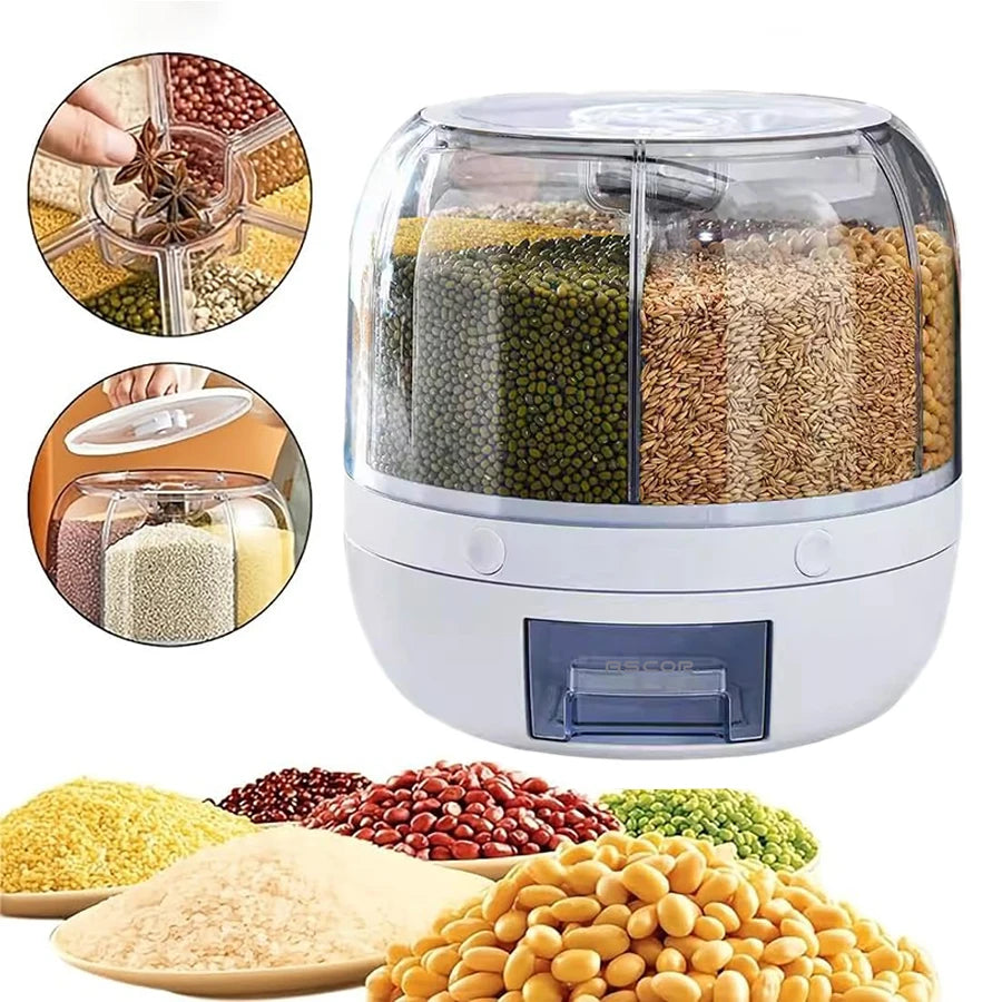 360° Rotating 6-Grid Food Dispenser