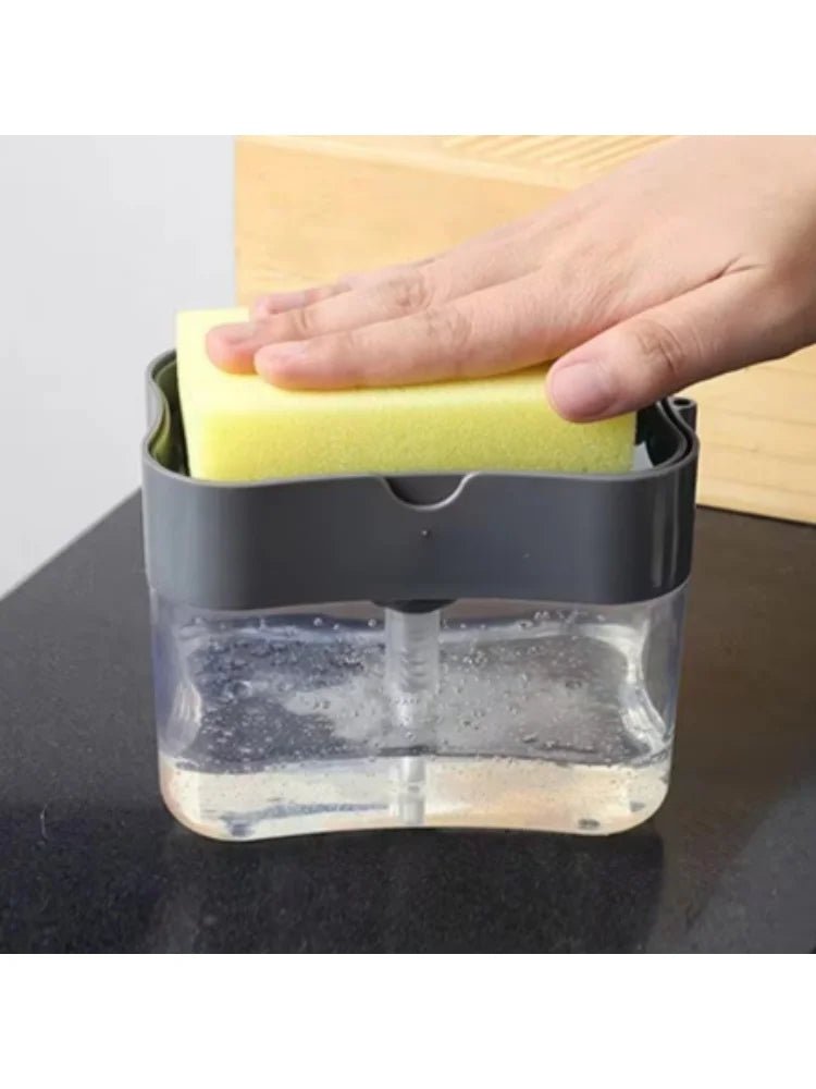 Sink Side Liquid Soap Pump Dispenser Detergent Storage Box With Sponge Holder