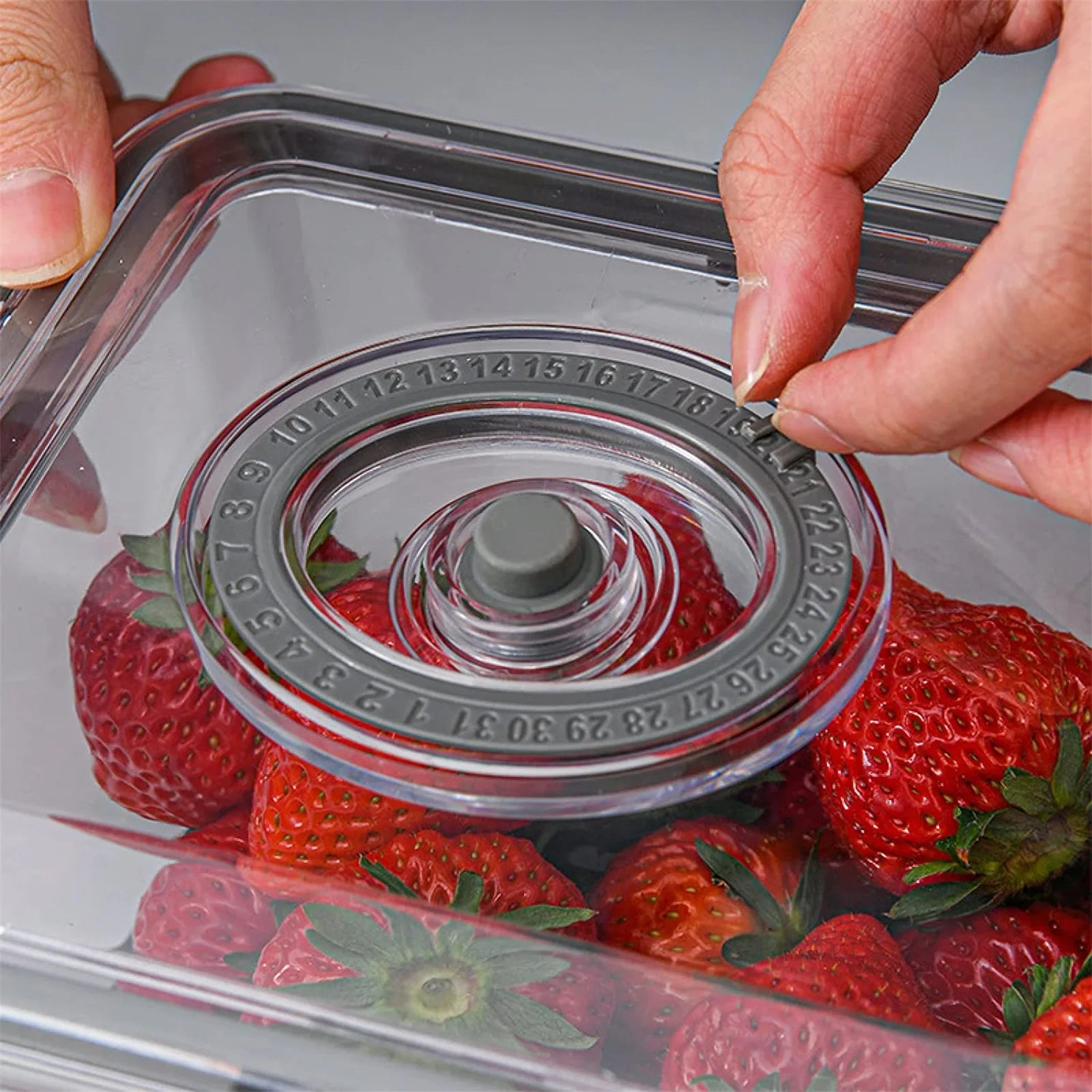 Vacuum Food Storage Container Transparent Fridge Organizer with Drain Net