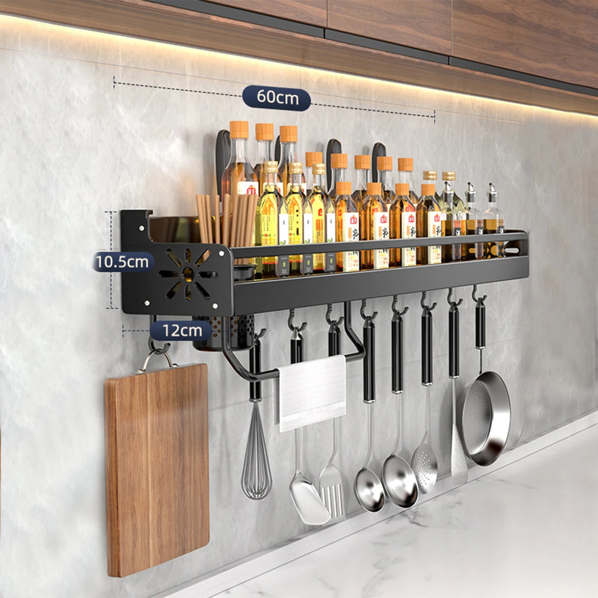 Metal Kitchen Shelf No-Punch Storage for Kitchen Utensils