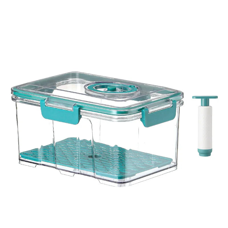 Vacuum Food Storage Container Transparent Fridge Organizer with Drain Net