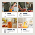 4-in-1 Hand Immersion Blender Stainless Steel Food Mixer