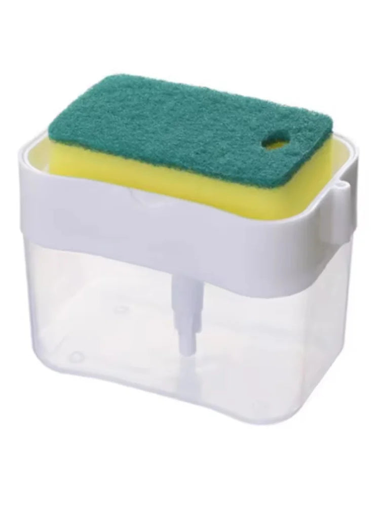 Sink Side Liquid Soap Pump Dispenser Detergent Storage Box With Sponge Holder