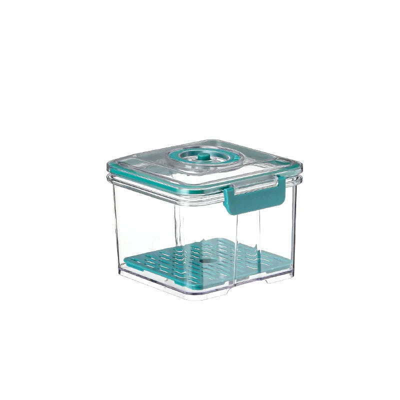 Vacuum Food Storage Container Transparent Fridge Organizer with Drain Net
