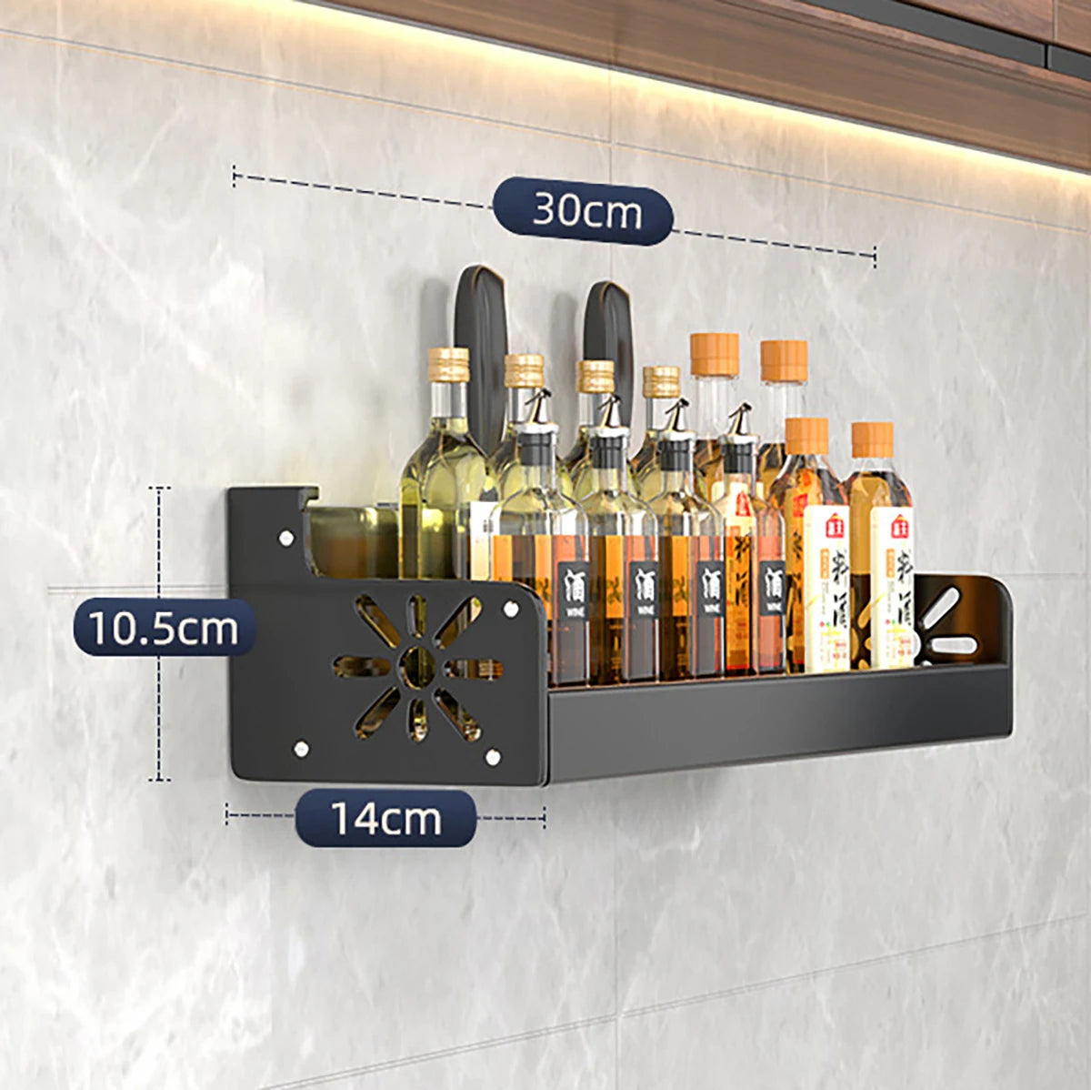 Metal Kitchen Shelf No-Punch Storage for Kitchen Utensils