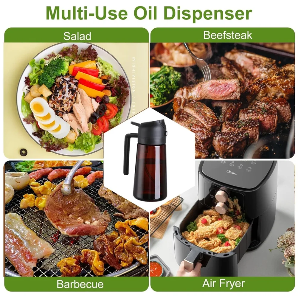 6oz Leakproof Olive Oil 2-in-1 Glass Oil Sprayer & Dispenser