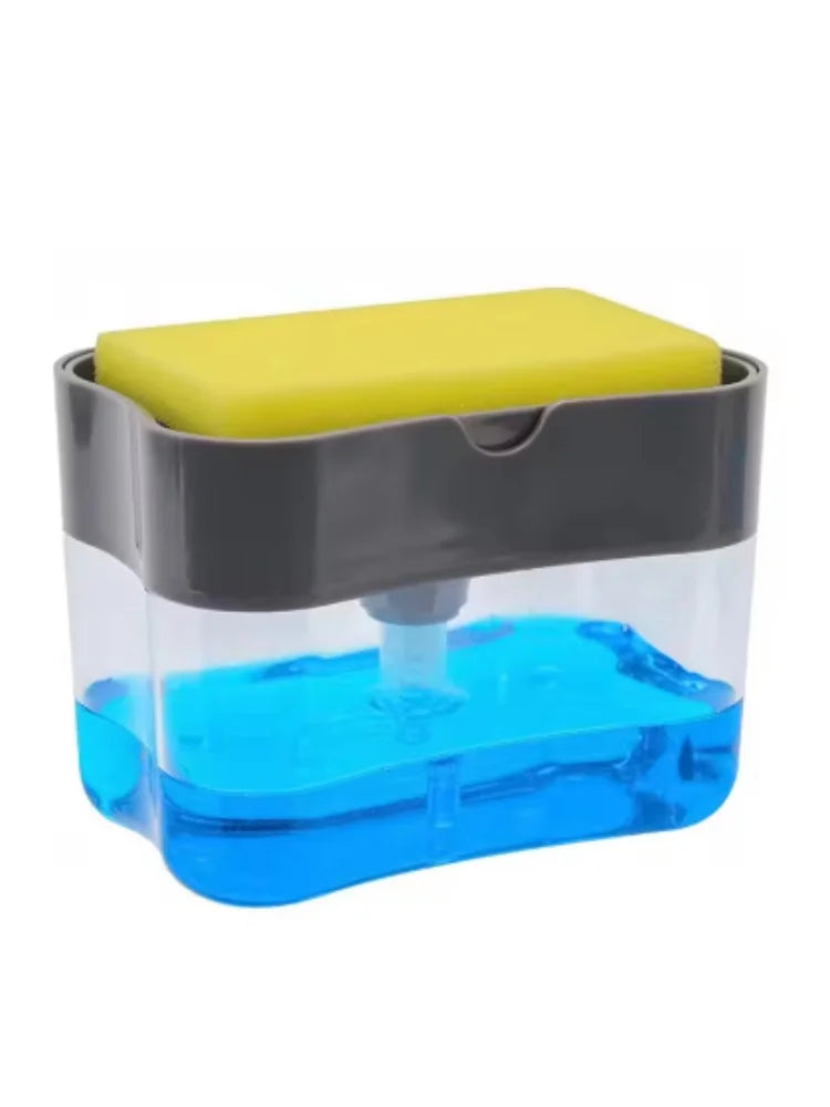 Sink Side Liquid Soap Pump Dispenser Detergent Storage Box With Sponge Holder