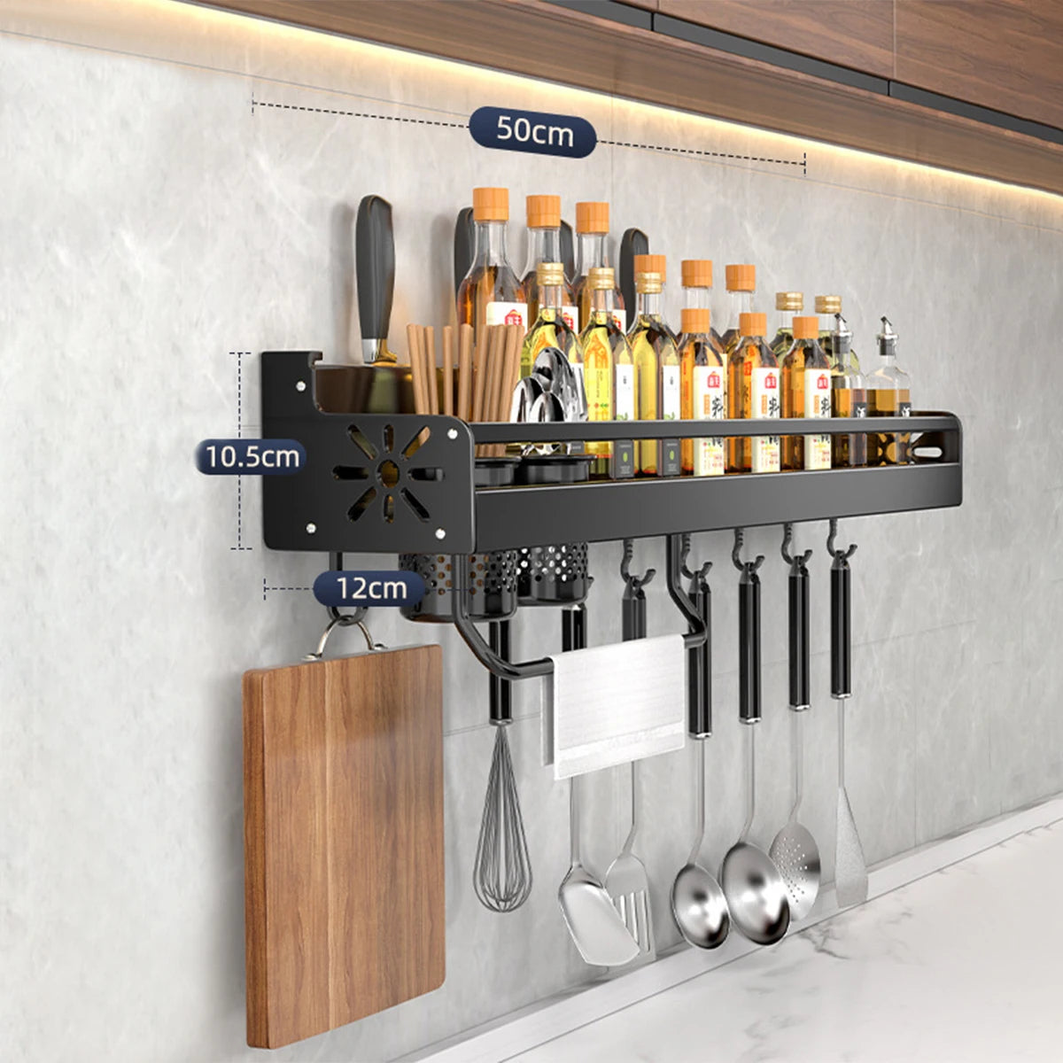 Metal Kitchen Shelf No-Punch Storage for Kitchen Utensils