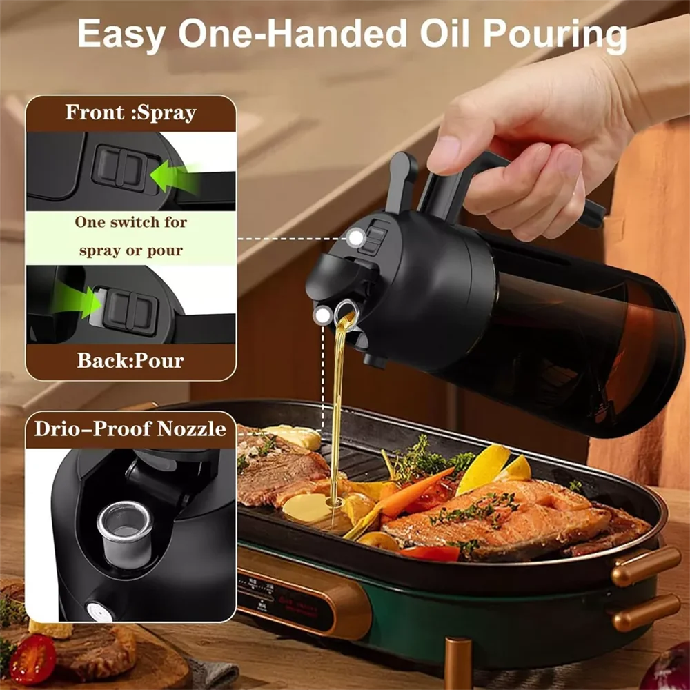 6oz Leakproof Olive Oil 2-in-1 Glass Oil Sprayer & Dispenser