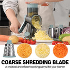 Coarse shredding blade used to shred vegetables with displayed shreds