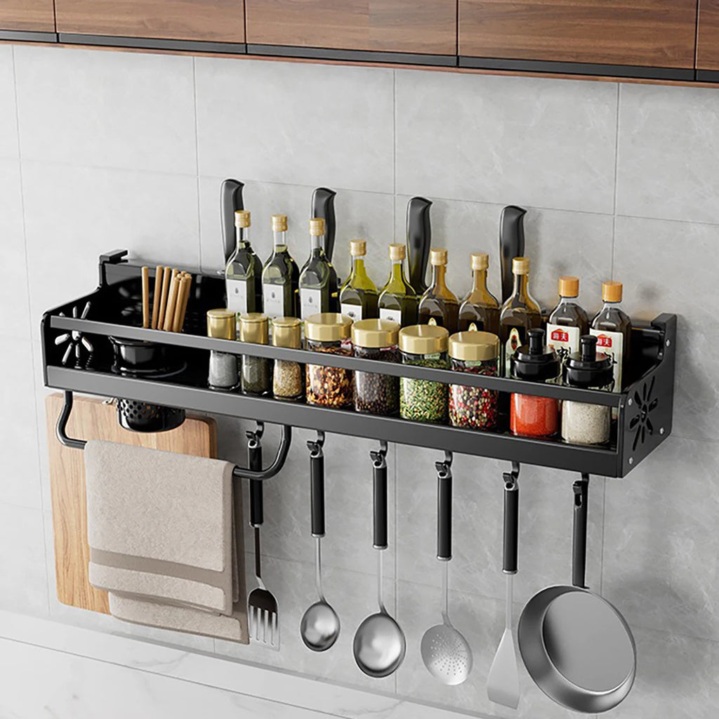 Metal Kitchen Shelf No-Punch Storage for Kitchen Utensils