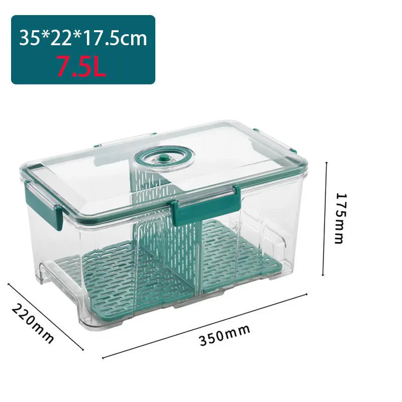 Vacuum Food Storage Container Transparent Fridge Organizer with Drain Net