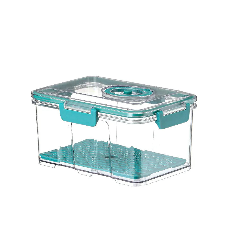 Vacuum Food Storage Container Transparent Fridge Organizer with Drain Net