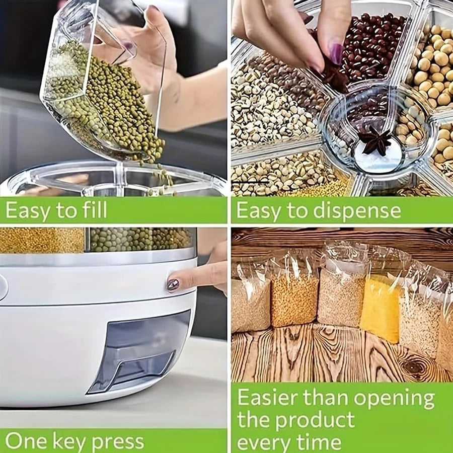 360° Rotating 6-Grid Food Dispenser