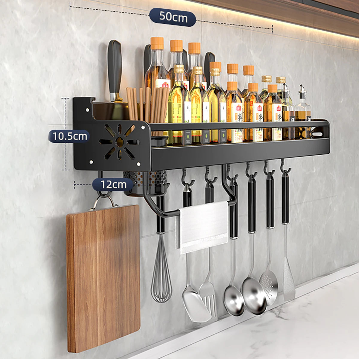 Metal Kitchen Shelf No-Punch Storage for Kitchen Utensils
