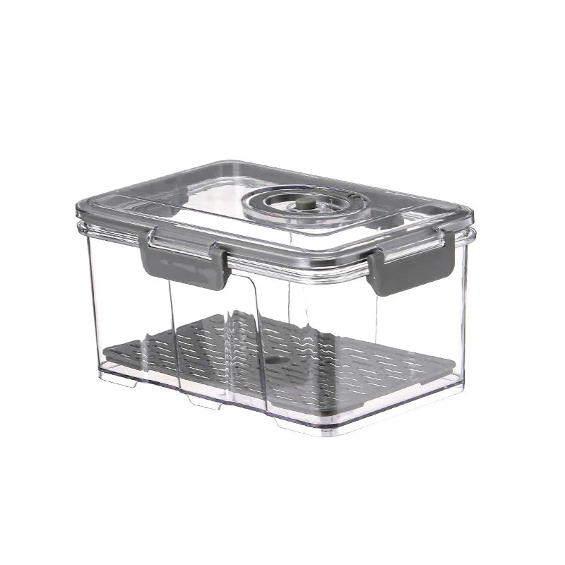Vacuum Food Storage Container Transparent Fridge Organizer with Drain Net