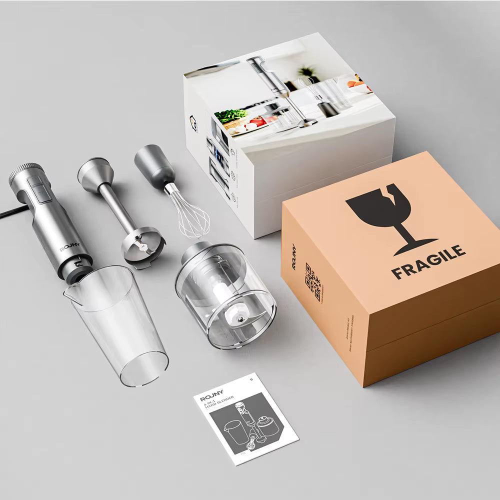 4-in-1 Hand Immersion Blender 1000W Powerful, Stainless Steel Stick Food Mixer