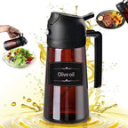 Olive oil dispenser with a label on a white background